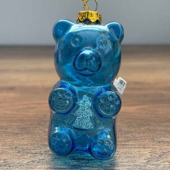 Blue Glass GUMMY BEAR Candy Christmas Tree Belly Hanging Holiday Ornament Decor - Picture 1 of 9